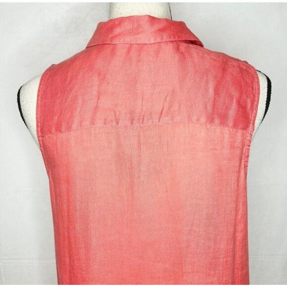 J. Jill Coral Linen Sleeveless Button Down Hi Lo Top S EUC - Picture 6 of 10
